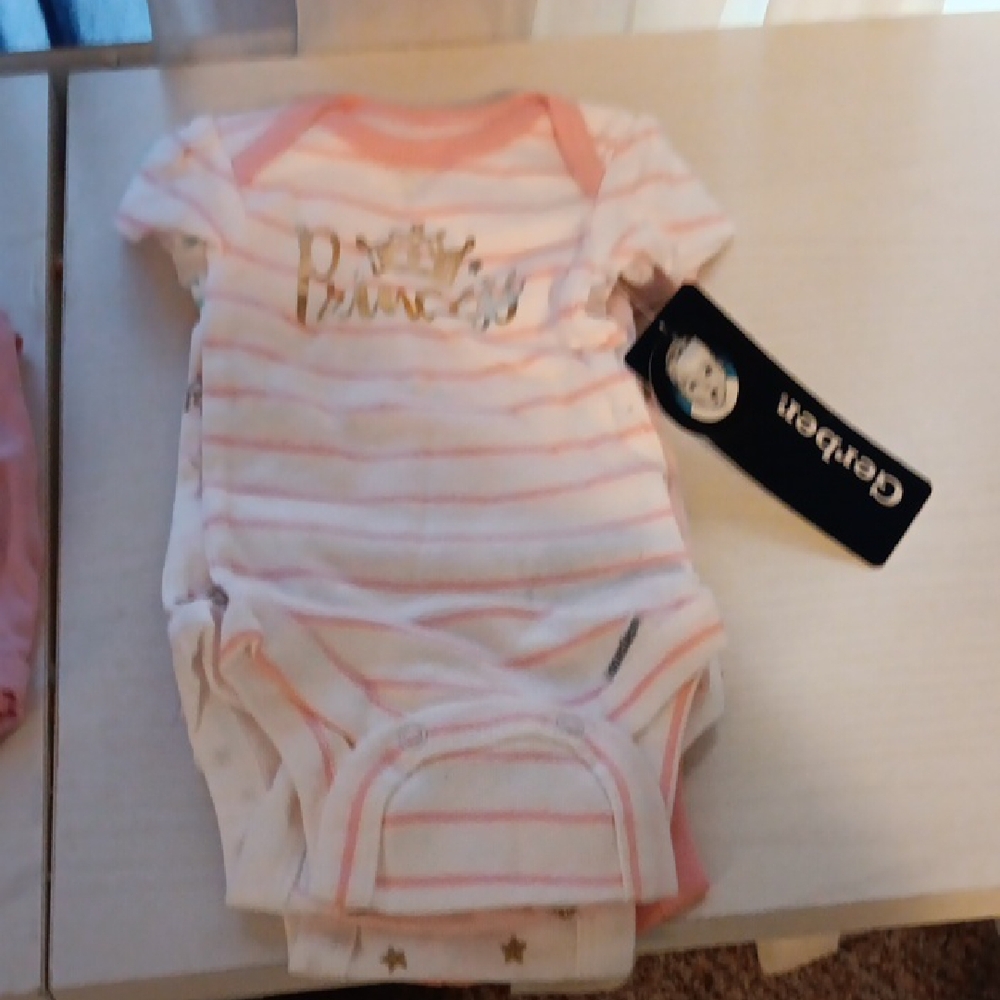 Pink and White Striped Baby Onesie